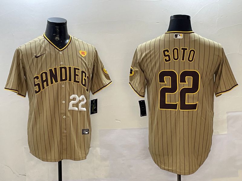 Men San Diego Padres #22 Soto Brown Stripe Game 2025 Nike MLB Jersey style 3